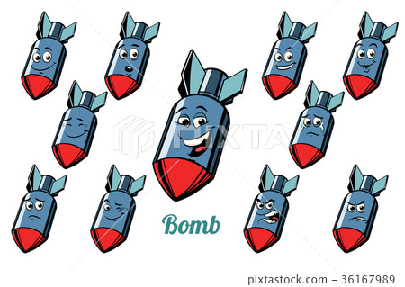 aircraft bomb emotions emoticons set isolated on 36167989