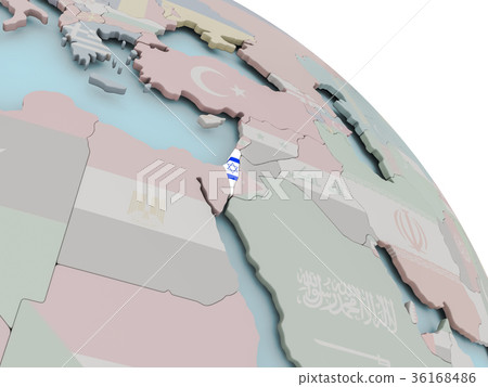 Map of Israel with flag 36168486