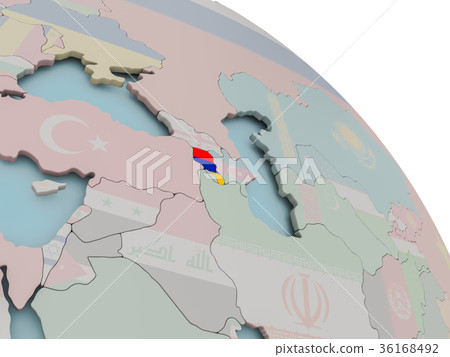 Map of Armenia with flag 36168492