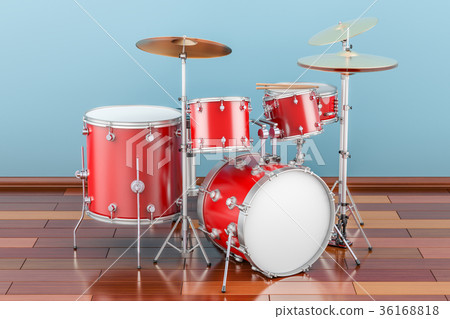 Drum kit indoor, 3D rendering 36168818
