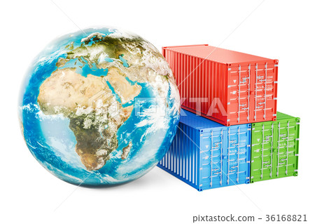Earth Globe with cargo containers 36168821
