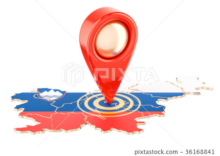 Map pointer on the map of Slovenia, 3D rendering 36168841