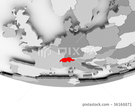 Map of Switzerland on grey political globe Map of Switzerland on grey political globe 36168871