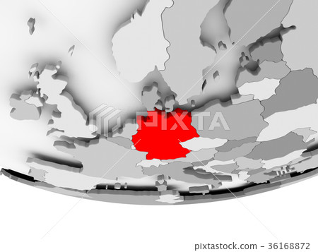 Map of Germany on grey political globe Map of Germany on grey political globe 36168872