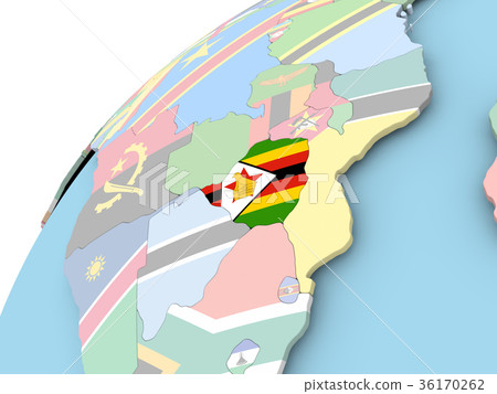 Zimbabwe on globe with flag Zimbabwe on globe with flag 36170262