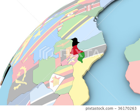 Malawi on globe with flag Malawi on globe with flag 36170263