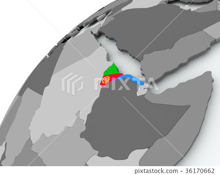 Flag of Eritrea on grey globe Flag of Eritrea on grey globe 36170662