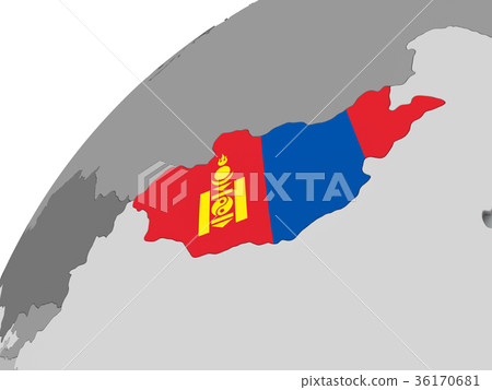 Flag of Mongolia on grey globe Flag of Mongolia on grey globe 36170681
