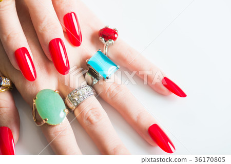 Female hand with many rings 36170805