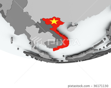 Vietnam with flag on globe - Stock Illustration [36171130] - PIXTA