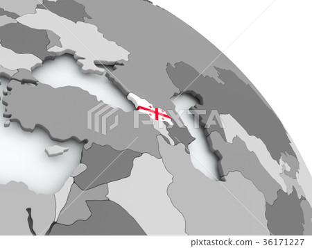 Map of Georgia with flag on globe 36171227