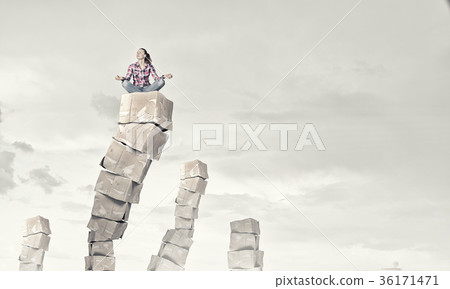 Girl on carton boxes 36171471