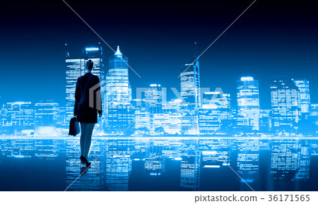 Businesswoman and night city 36171565