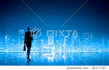 Businesswoman and night city Businesswoman and night city 36171567