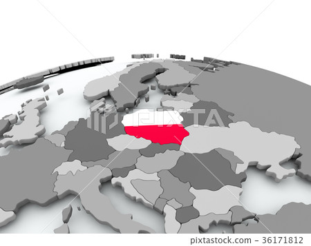 Flag of Poland on globe Flag of Poland on globe 36171812