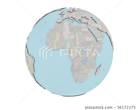 Equatorial Guinea with flag on globe 36172175