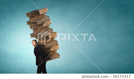 Man with stack of books in hands Man with stack of books in hands 36172417