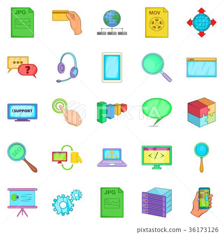 SEO expert icons set, cartoon style 36173126