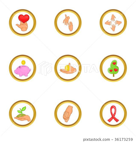 Donate day icons set, cartoon style Donate day icons set, cartoon style 36173259