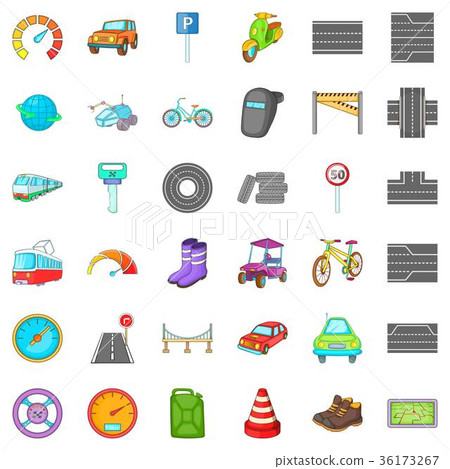 City traffic icons set, cartoon style 36173267