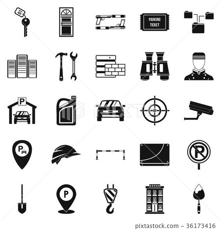 Spanner icons set, simple style Spanner icons set, simple style 36173416