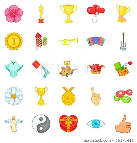 Enjoyment icons set, cartoon style 36173418