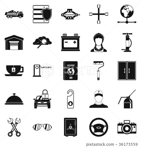 Adjustable wrench icons set, simple style Adjustable wrench icons set, simple style 36173559