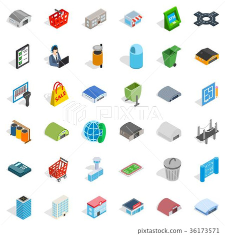 Towny icons set, isometric style Towny icons set, isometric style 36173571