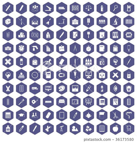 100 stationery icons hexagon purple 100 stationery icons hexagon purple 36173580