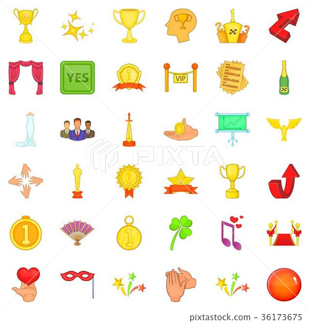 Victory of person icons set, cartoon style 36173675