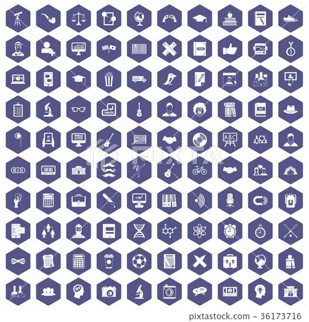 100 student icons hexagon purple 36173716