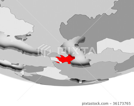 Map of Azerbaijan on grey political globe 36173765
