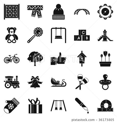 Kindergarten icons set, simple style 36173805