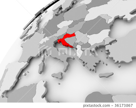 Croatia on grey political globe Croatia on grey political globe 36173867