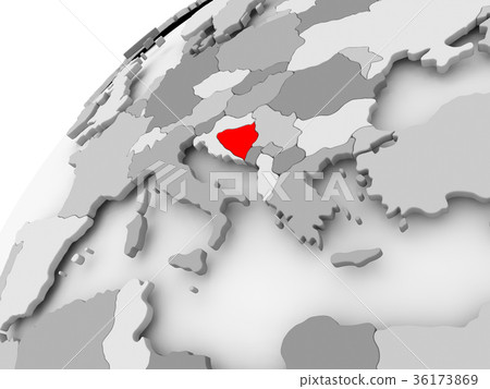 Bosnia and Herzegovina on grey political globe 36173869
