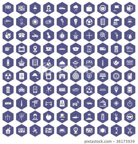 100 taxi icons hexagon purple 36173939