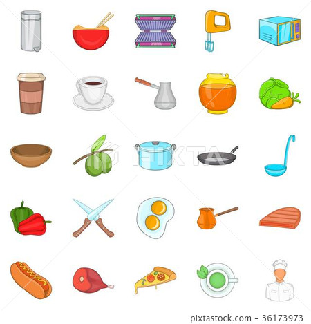 Cook room icons set, cartoon style 36173973