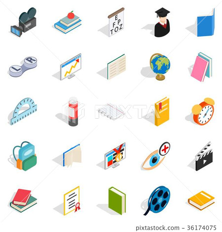 Knowledge icons set, isometric style 36174075