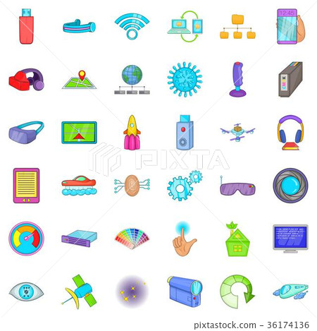 Broadcasting technology icons set, cartoon style Broadcasting technology icons set, cartoon style 36174136