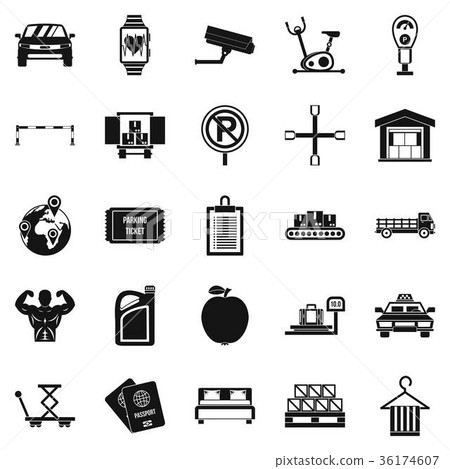 Porter icons set, simple style Porter icons set, simple style 36174607