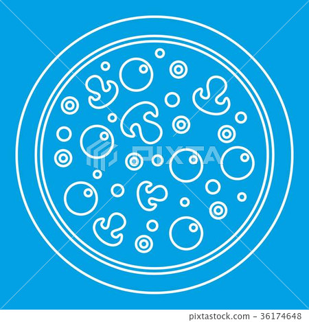 Pizza with olives and mushrooms and egg yolks icon Pizza with olives and mushrooms and egg yolks icon 36174648