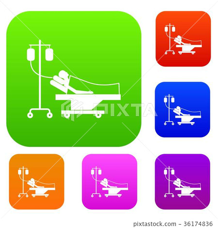 Patient in bed on a drip set collection Patient in bed on a drip set collection 36174836