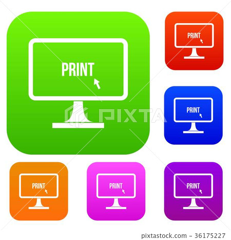 Print word on a computer monitor set collection 36175227