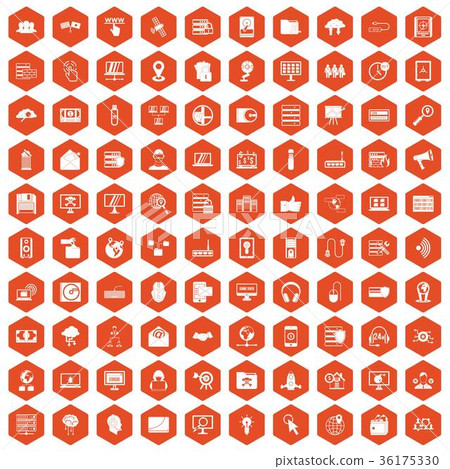 100 cyber security icons hexagon orange 100 cyber security icons hexagon orange 36175330