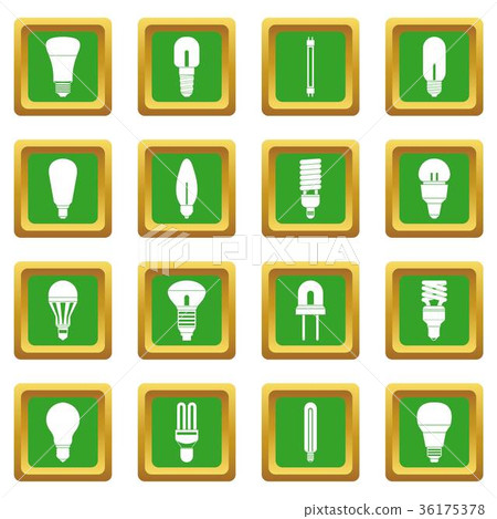 Light bulb icons set green 36175378