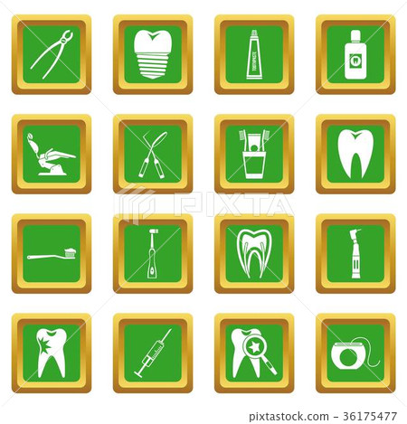 Dental care icons set green Dental care icons set green 36175477