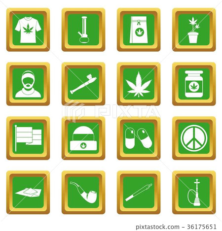 Rastafarian icons set green 36175651