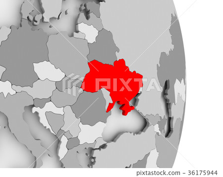 Ukraine on grey political globe 36175944