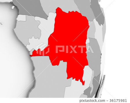Democratic Rep of Congo on grey political globe 36175981