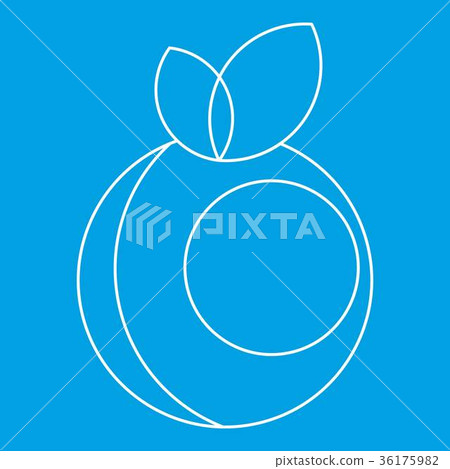 Round apple with leaves icon, outline style Round apple with leaves icon, outline style 36175982